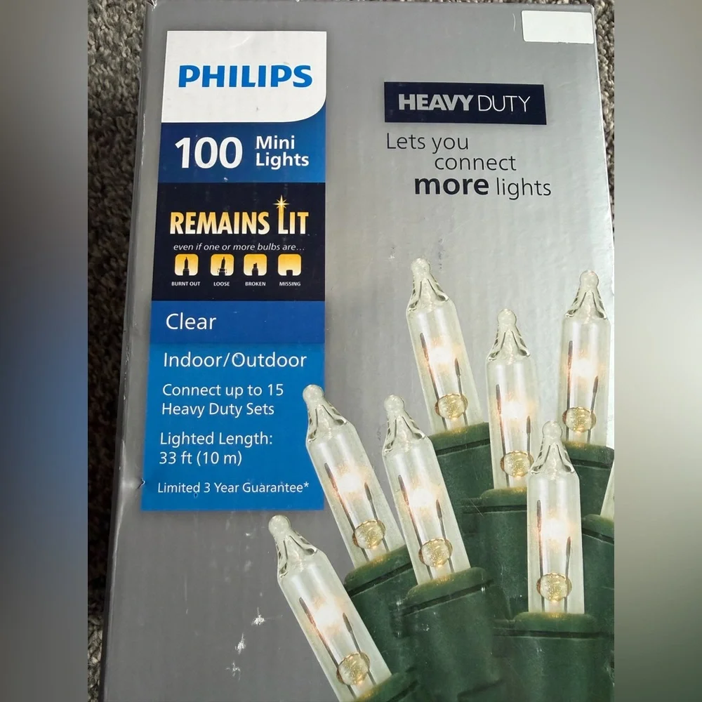 Philips Clear Mini String Lights - Green and white Wire (100 Count)